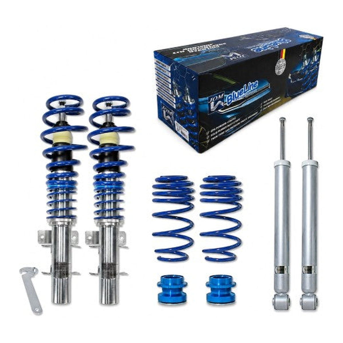 BlueLine Gewindefahrwerke passend für VW Polo 9N, 9N2, 9N3 und Fox 5Z 1.2, 1.4, 1.6, 1.8T, 1.4 TDi, 1.9SDi, 1.9TDi, Baujahr 04.2002-2009