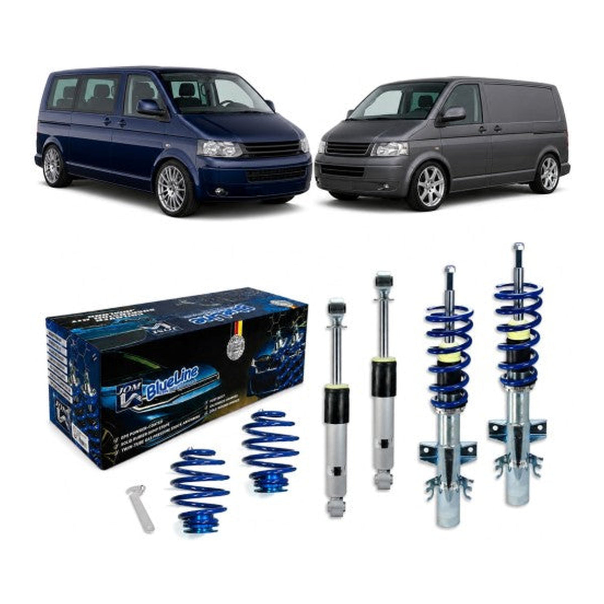 BlueLine Gewindefahrwerk passend für VW Multivan und Bus T5 4Motion Typ 7H 2.0, 3.2 V6, 1.9TDi, 2.0TDi / BiTDi, 2.5TDi Baujahr 2003 - 2015