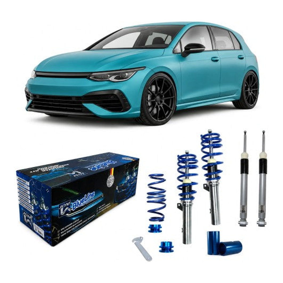 BlueLine Gewindefahrwerk passend für Golf 8 (CD) HA Mehrlenker Multilink passend für VW Golf 8 (CD) 1.0 TSI/ 1.2 TSI/ 1.5 TSI/ 1.5 TGI/ 2.0 TDI