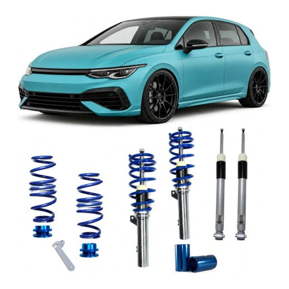 BlueLine Gewindefahrwerk passend für Golf 8 (CD) HA Mehrlenker Multilink passend für VW Golf 8 (CD) 1.0 TSI/ 1.2 TSI/ 1.5 TSI/ 1.5 TGI/ 2.0 TDI