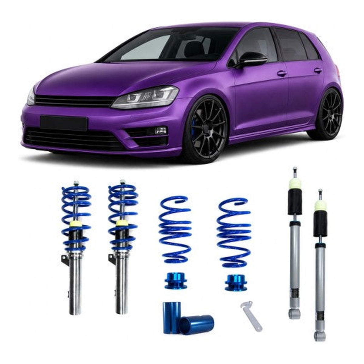 BlueLine Gewindefahrwerk passend für Golf 7 (AU/AUV/1K) 2.0 R 4 Motion, passend für GTI Clubsport, GTD HA Mehrlenker (Multilink) passend für VW Golf 7