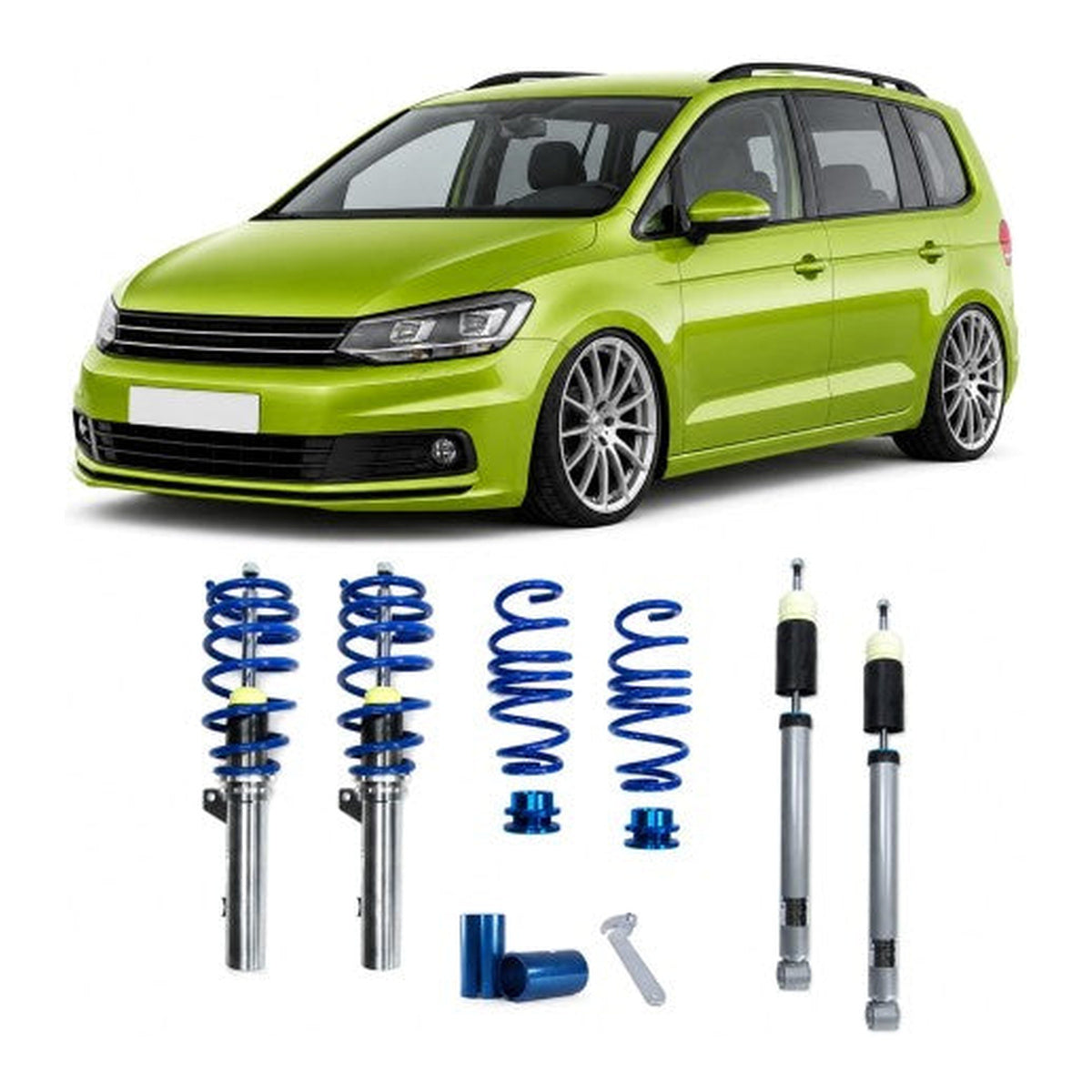 BlueLine Gewindefahrwerk HA Mehrlenker (Multilink) passend für VW Touran (1T) 1.0 TSI, 1.2 TSI, 1.4 TSI, 1.5 TSI, 2015-, Ø 50/55 mm!!