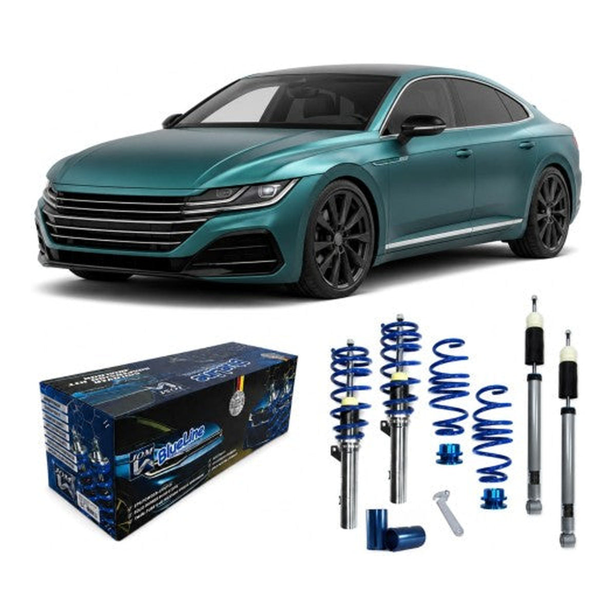 BlueLine Gewindefahrwerk HA Mehrlenker (Multilink) passend für VW Arteon (3H) 1.5 TSI, 2.0 TSI 140KW, 2.0 TDI 110KW -147KW, 2017-, Ø 50/55 mm!!