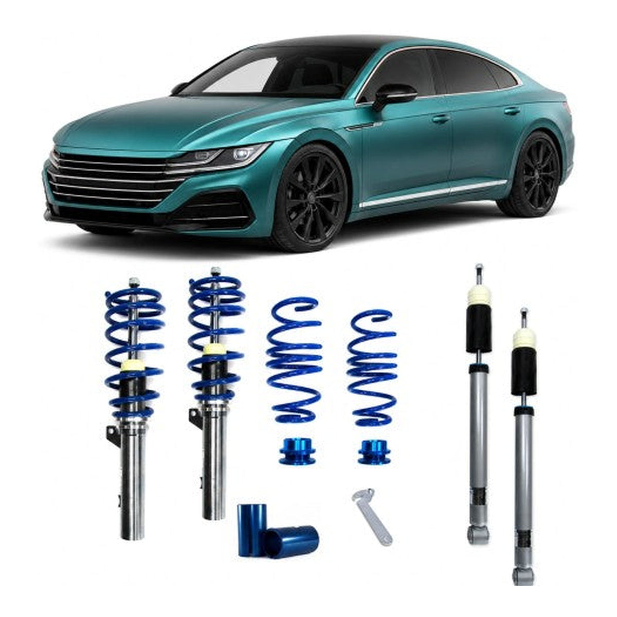 BlueLine Gewindefahrwerk HA Mehrlenker (Multilink) passend für VW Arteon (3H) 1.5 TSI, 2.0 TSI 140KW, 2.0 TDI 110KW -147KW, 2017-, Ø 50/55 mm!!