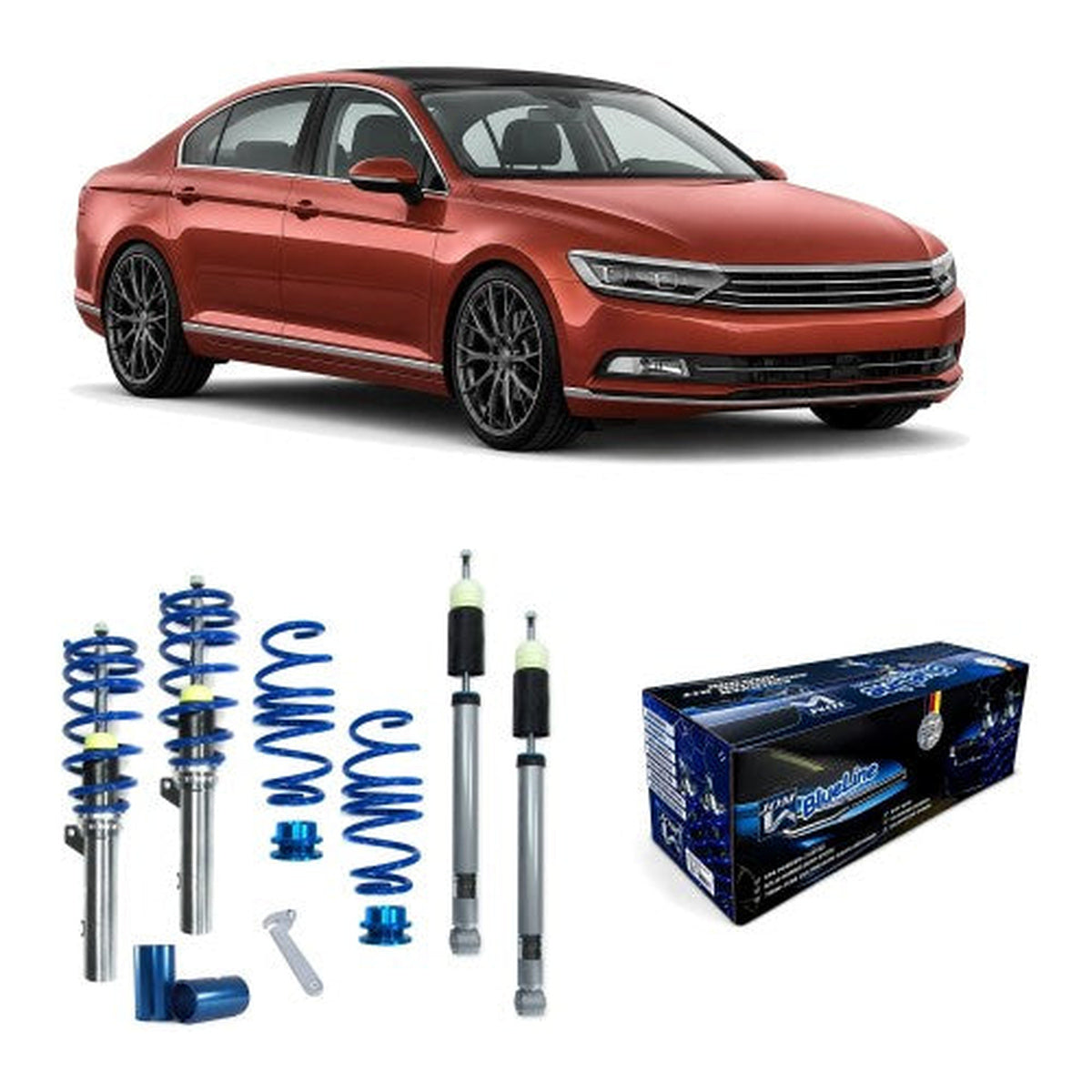BlueLine Gewindefahrwerk passend für Passat B8 (3C) TSI 4 Motion, TDI 4 Motion HA Mehrlenker (Multilink) passend für VW Passat B8 (3C) 1.8 TSI 132KW