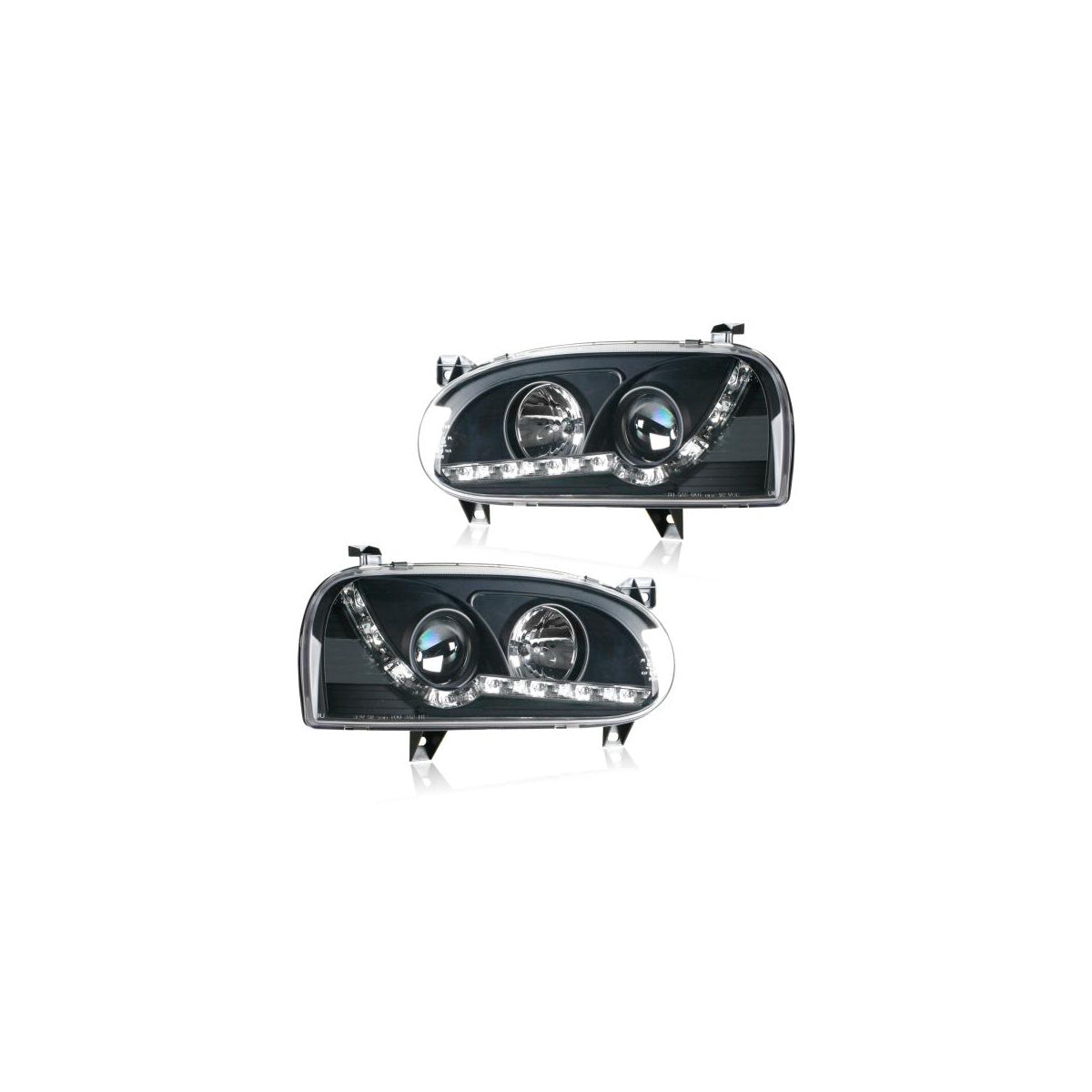 Phares optique feux de jour LED compatibles avec VW Golf 3 noir berline break