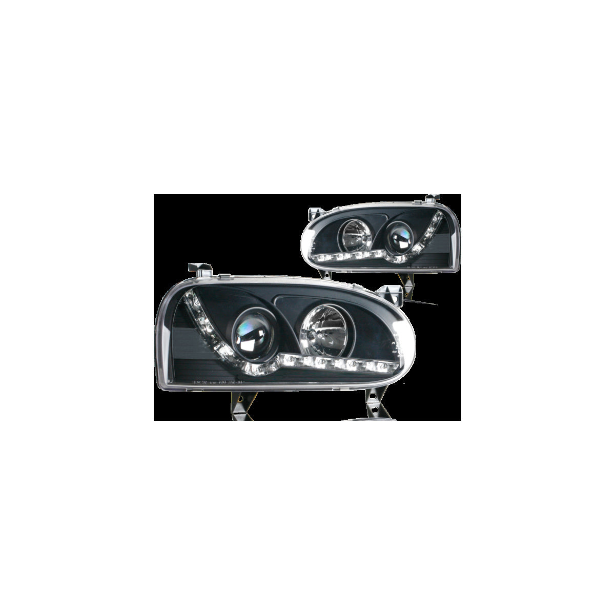 Phares optique feux de jour LED compatibles avec VW Golf 3 noir berline break