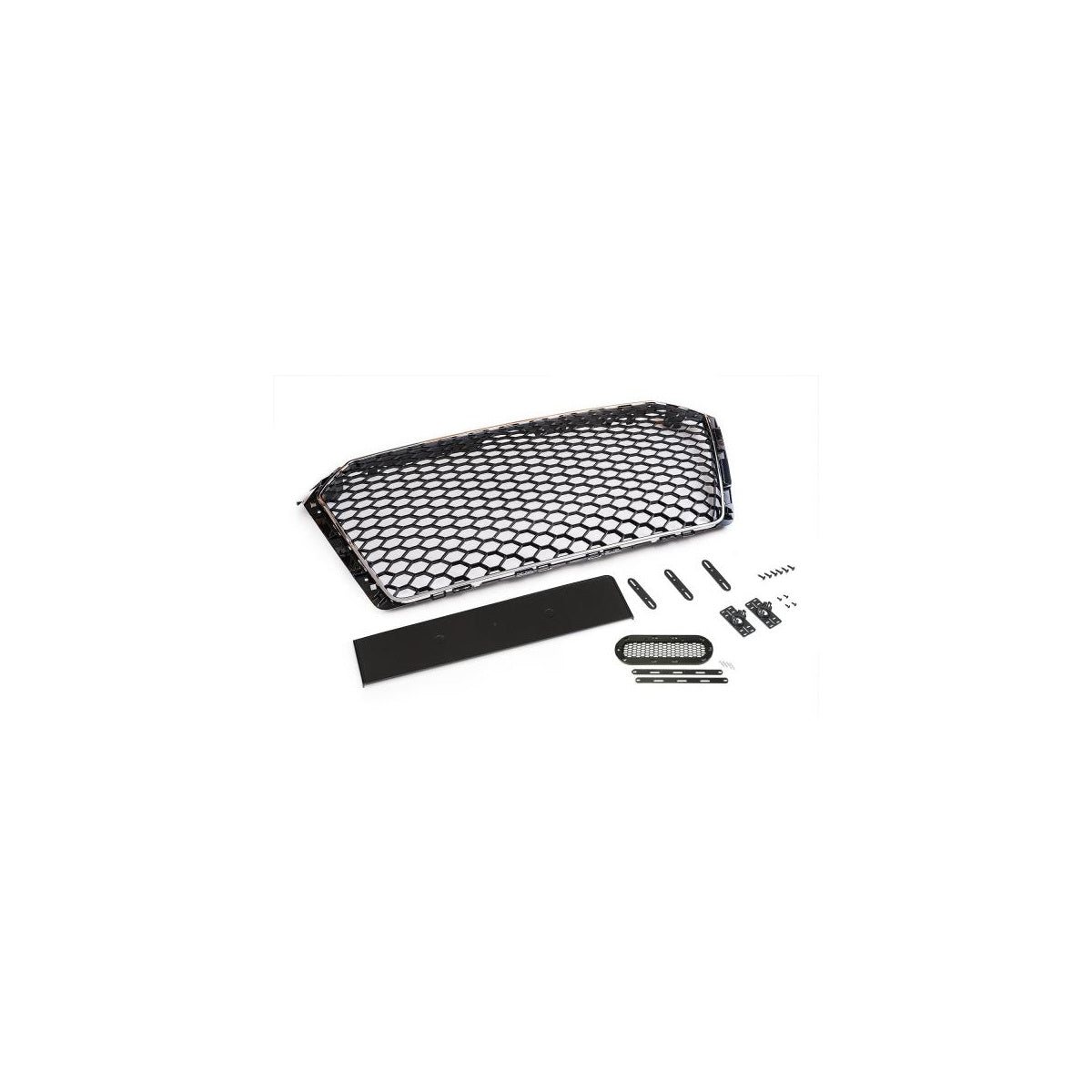 Sportgrill Frontgrill Kühlergrill Wabengrill passend für Audi A4 B9 Grill ohne Emblem ab 2016- Chrom Schwarz mit Emblemhalter
