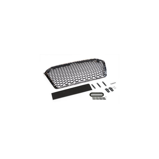 Sportgrill Frontgrill Kühlergrill Wabengrill passend für Audi A4 B9 Grill ohne Emblem ab 2016- Chrom Schwarz mit Emblemhalter
