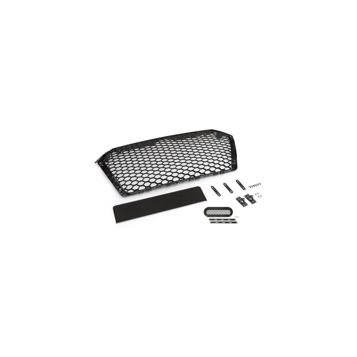 Sportgrill Frontgrill Kühlergrill Wabengrill passend für Audi A4 B9 Grill mit Emblemhalter ab 16- Schwarz Glanz