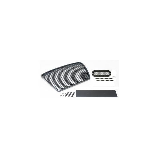 Sportgrill Frontgrill Kühlergrill Wabengrill passend für Audi A6 4F Facelift Grill Schwarz Glanz mit Emblemhalter