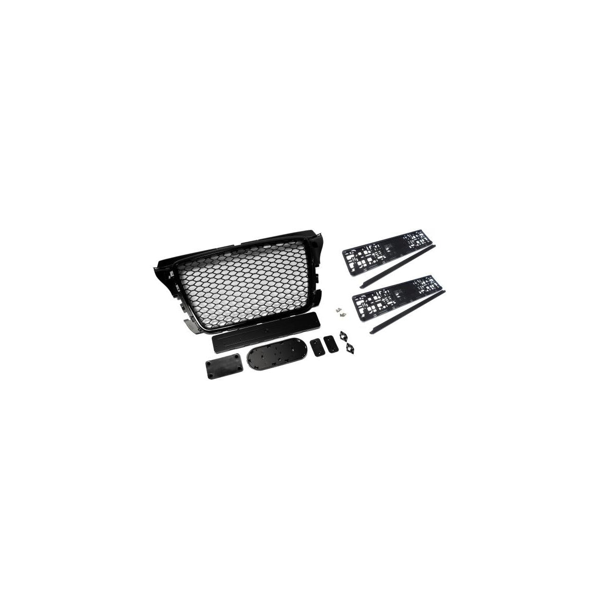 Sportgrill Frontgrill Kühlergrill Wabengrill passend für Audi A3 8P Facelift Wabengrill Front Grill Kennzeichenhalter 08-13