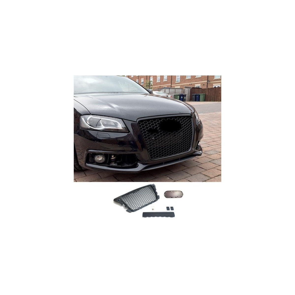 Kühlergrill schwarz Sport mit Emblem und Kennzeichenhalter passend für den Audi A3, 8P