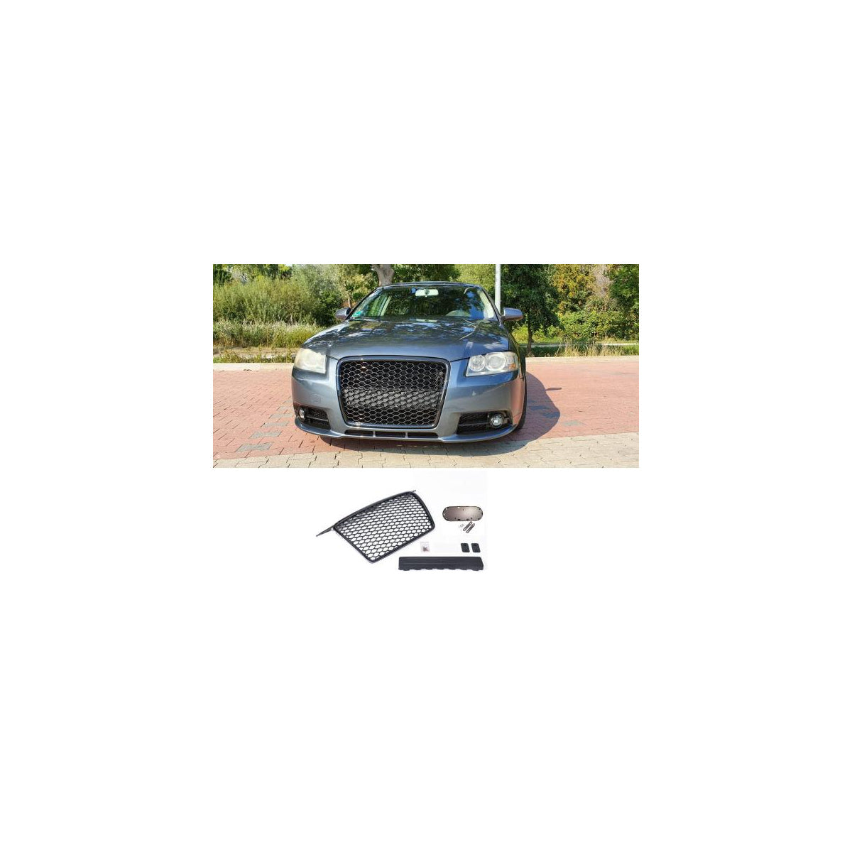 Kühlergrill Sport mit Emblem und Kennzeichenhalter passend für Audi A3 8P NUR S-Line