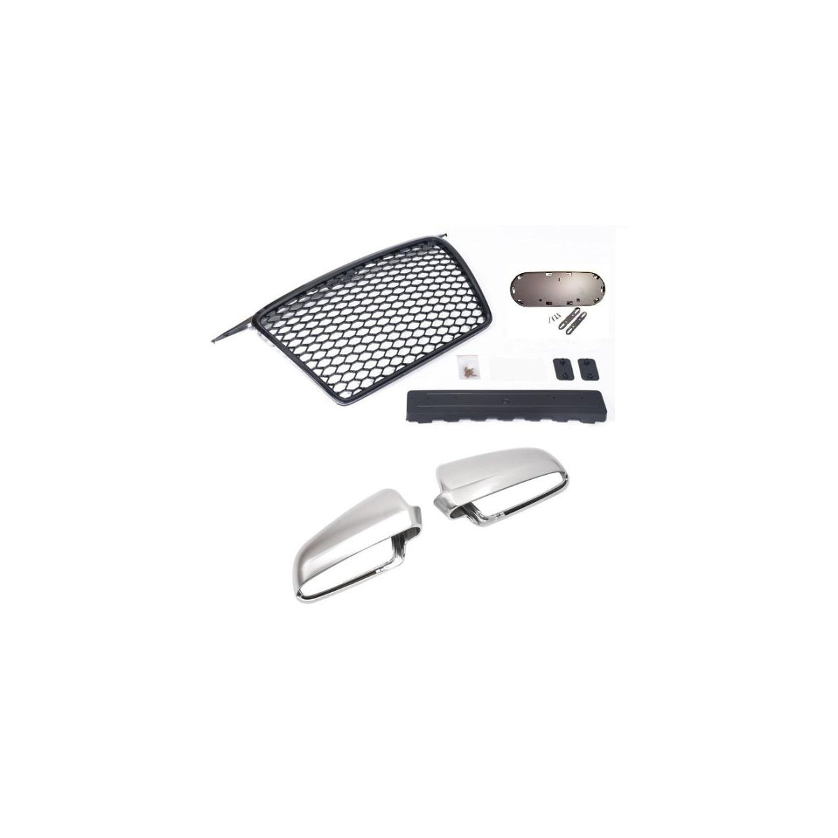 Set Frontgrill, Emblem u. Kennzeichenhalter, Spiegelkappen passend für Audi A3 8P 05-08