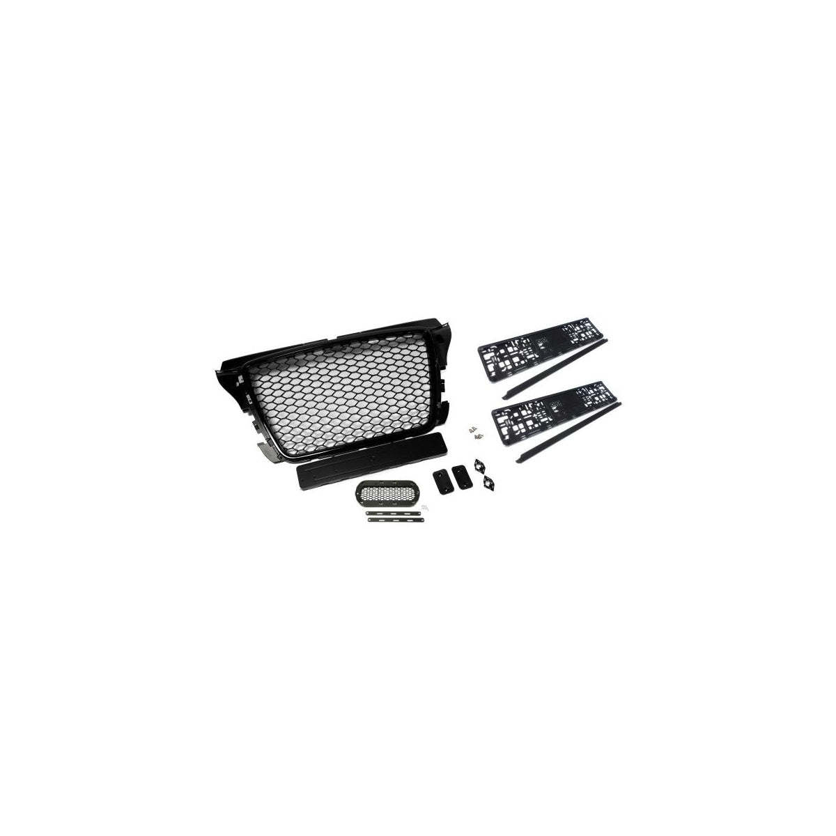 Set Kühlergrill, PDC- und Emblemhalter, 2 Kennzeichenhalter passend für Audi A3 8P 08-13
