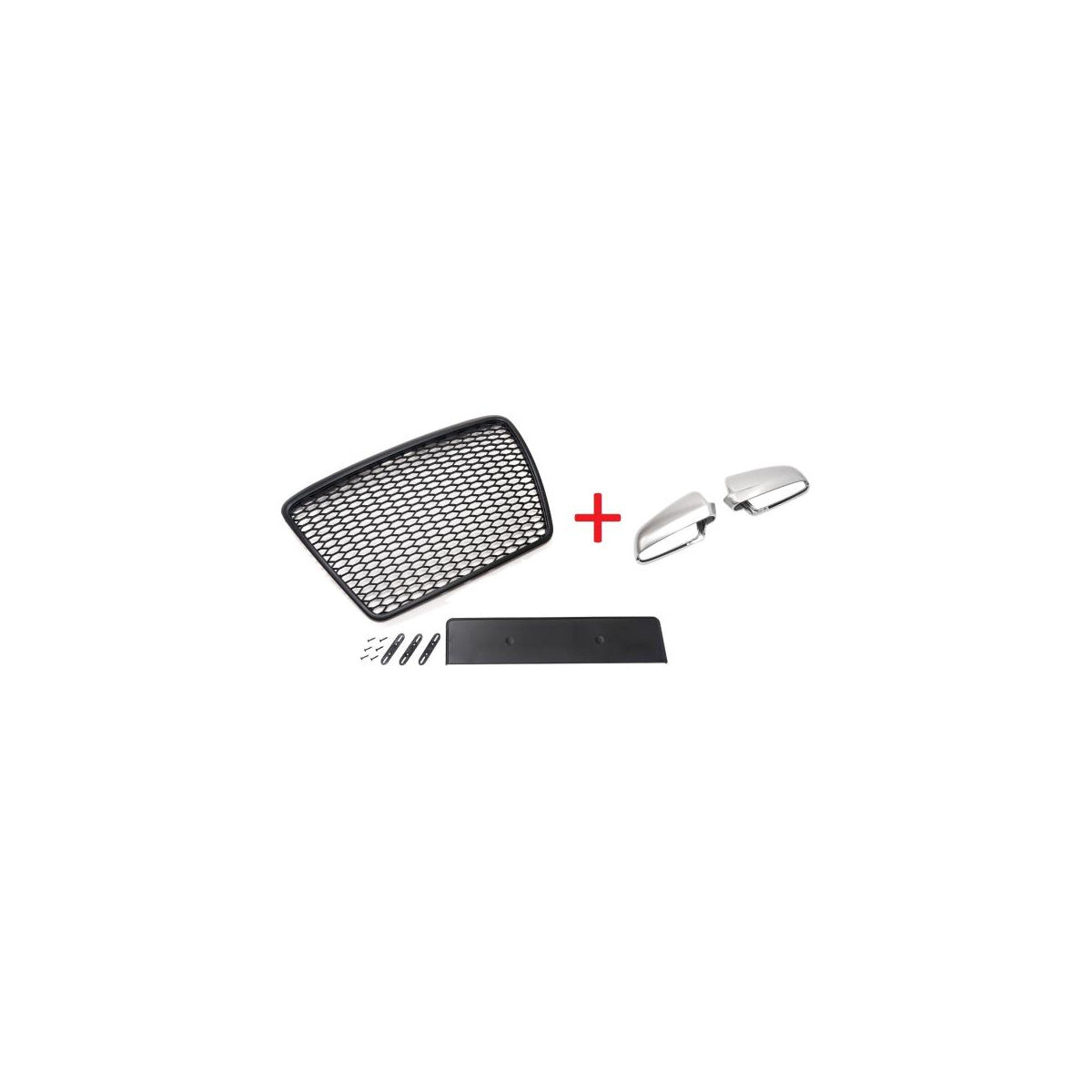 Sportgrill Frontgrill Kühlergrill Wabengrill passend für Audi A6 4F 05-08 Wabengrill Sport Front Grill Spiegelkappen Alu Look