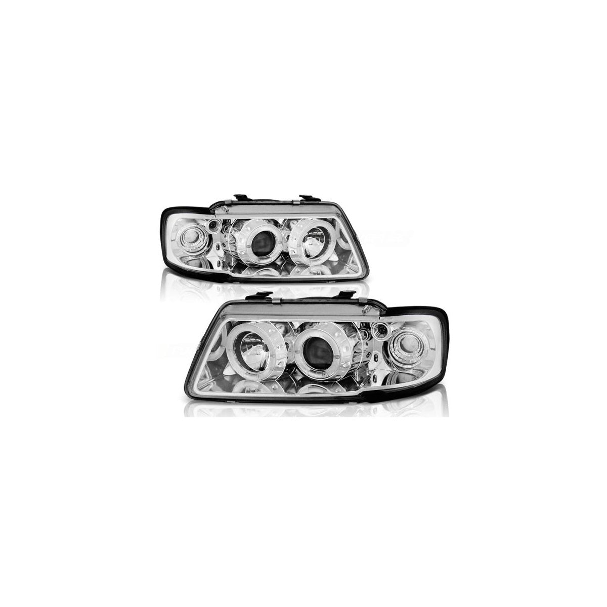 Phares Angel Eyes compatibles avec Audi A3 8L 1996–2000 chromés