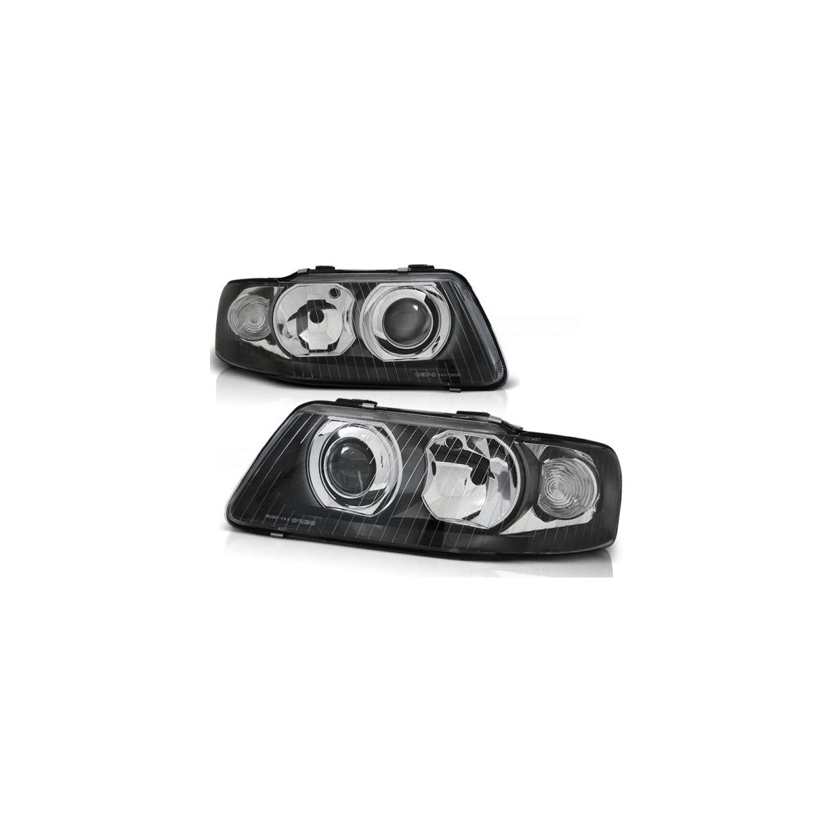 Phares en verre transparent compatibles avec Audi A3 8L Facelift (2000–2003), noirs
