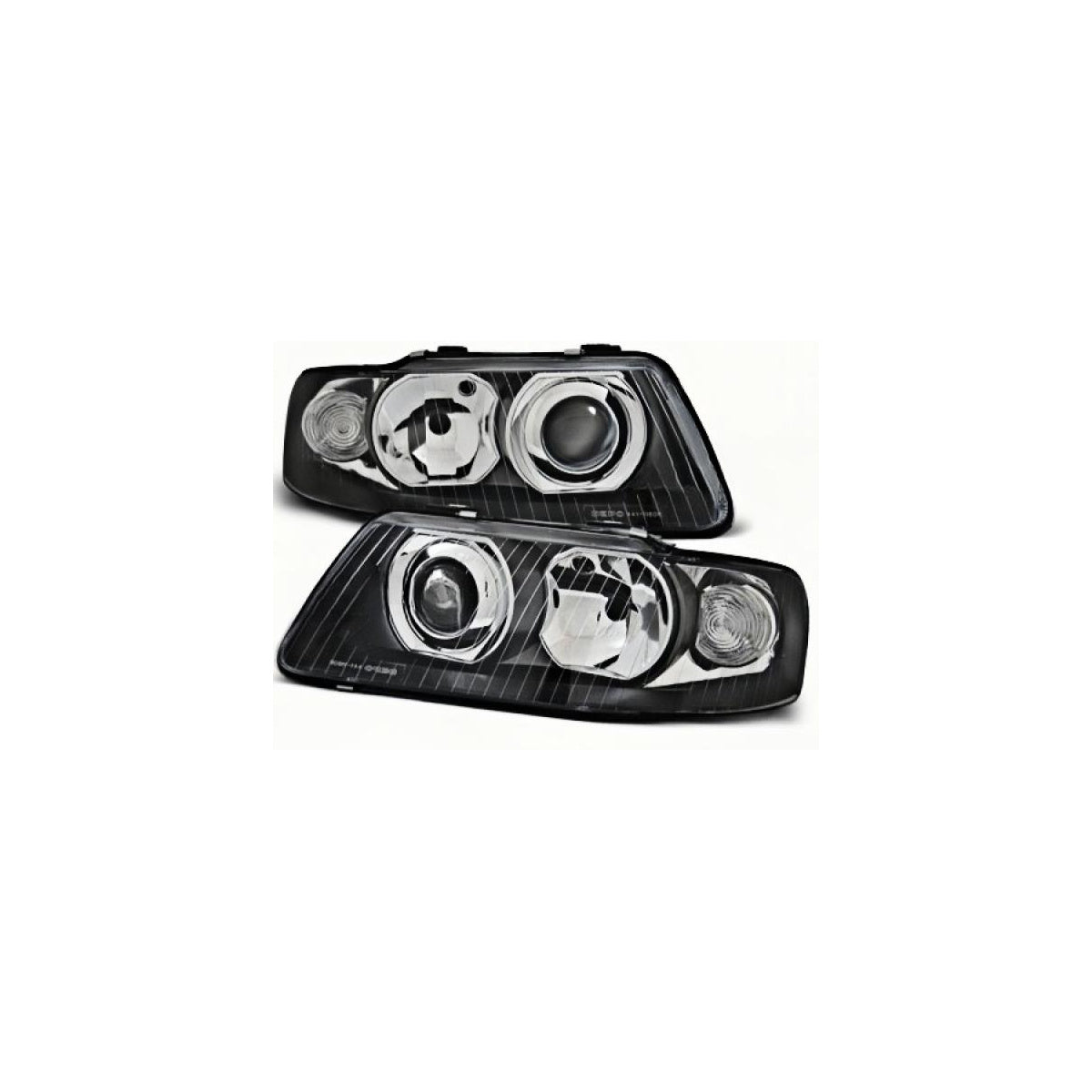 Phares en verre transparent compatibles avec Audi A3 8L Facelift (2000–2003), noirs