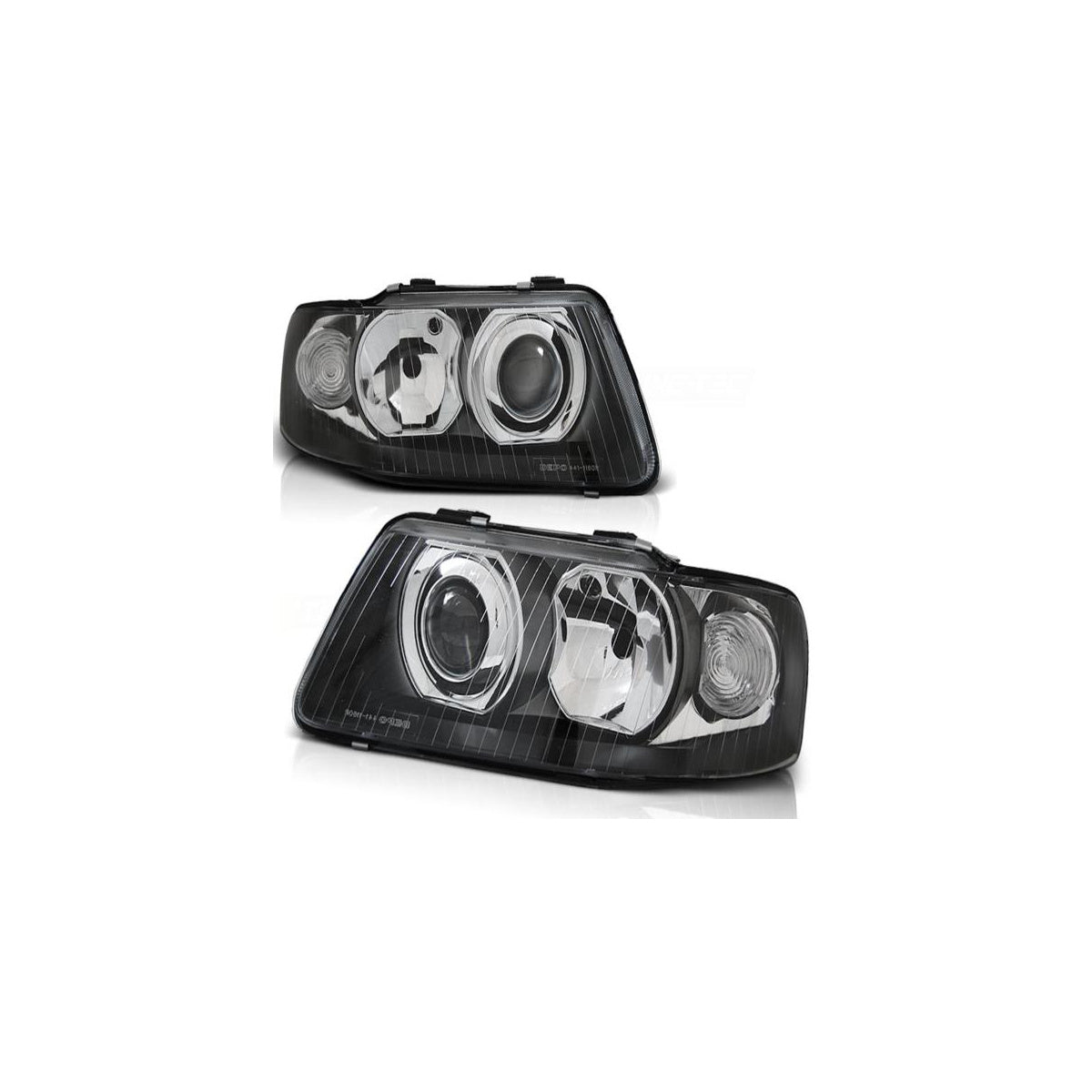 Phares en verre transparent compatibles avec Audi A3 8L Facelift (2000–2003), noirs