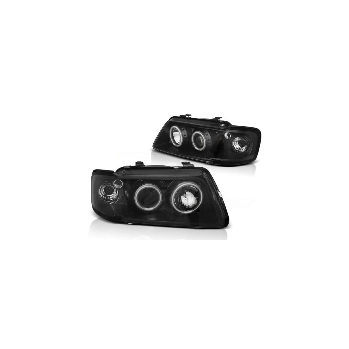 Phares Angel Eyes CCFL compatibles avec Audi A3 (8L) 96-00 noirs