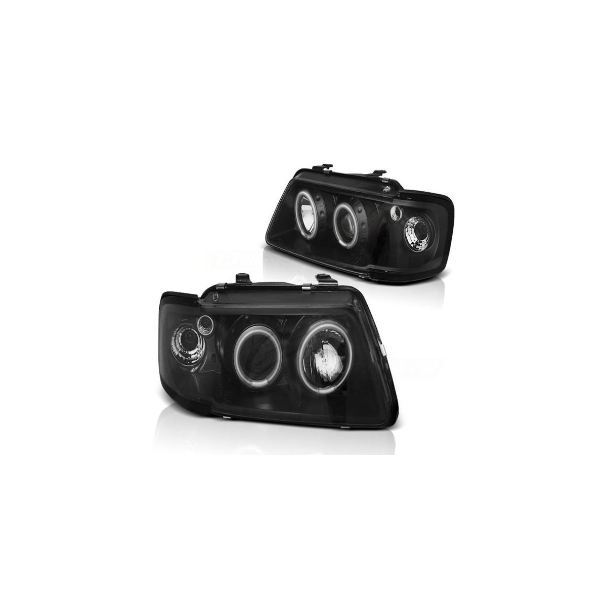 Phares Angel Eyes CCFL compatibles avec Audi A3 (8L) 96-00 noirs