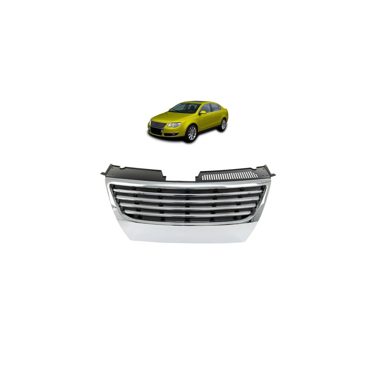 Calandre noir chrome compatible pour VW Passat 3C 04.05- pour modèles sans PDC