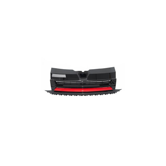 Kühlergrill Schwarz Glanz Rote Leiste ohne Emblem passend für VW T6 Bus Transporter 15-