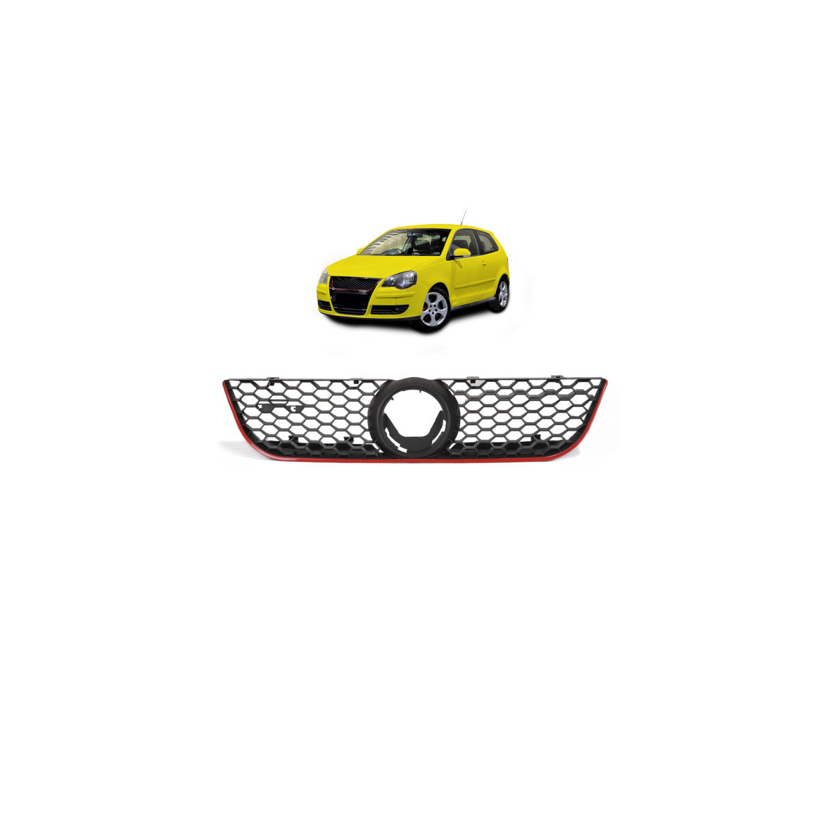 Calandre Grille avant Grille en nid d'abeille compatible pour VW Polo 9N3 05-11/09