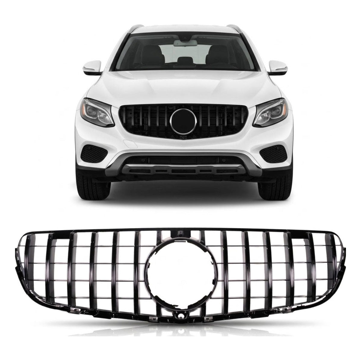 Kühlergrill Schwarz passend für Mercedes GLC X253 + Kamera Sport-Panamericana GT