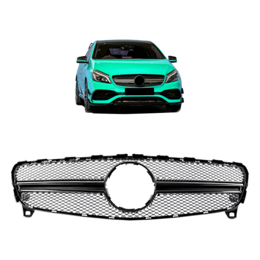 Kühlergrill Schwarz passend für Mercedes A-Klasse W176 Mopf ab 15-19 nicht A45 AMG
