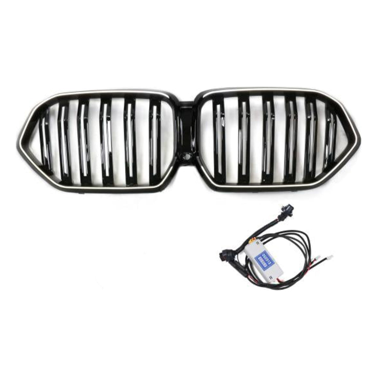 LED Kühlergrill Doppelsteg schwarz hochglanz auch Kamera passend für BMW X6 G06