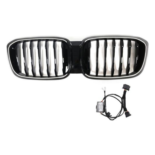 LED-Kühlergrill in Schwarz glänzend passend für BMW X3 X4 Serie G01 G02 2018–2021