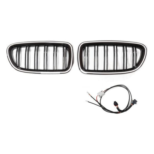 LED-Kühlergrill mit Doppelsteg in Schwarz glänzend passend für BMW 5er F10 F11 2010–2017