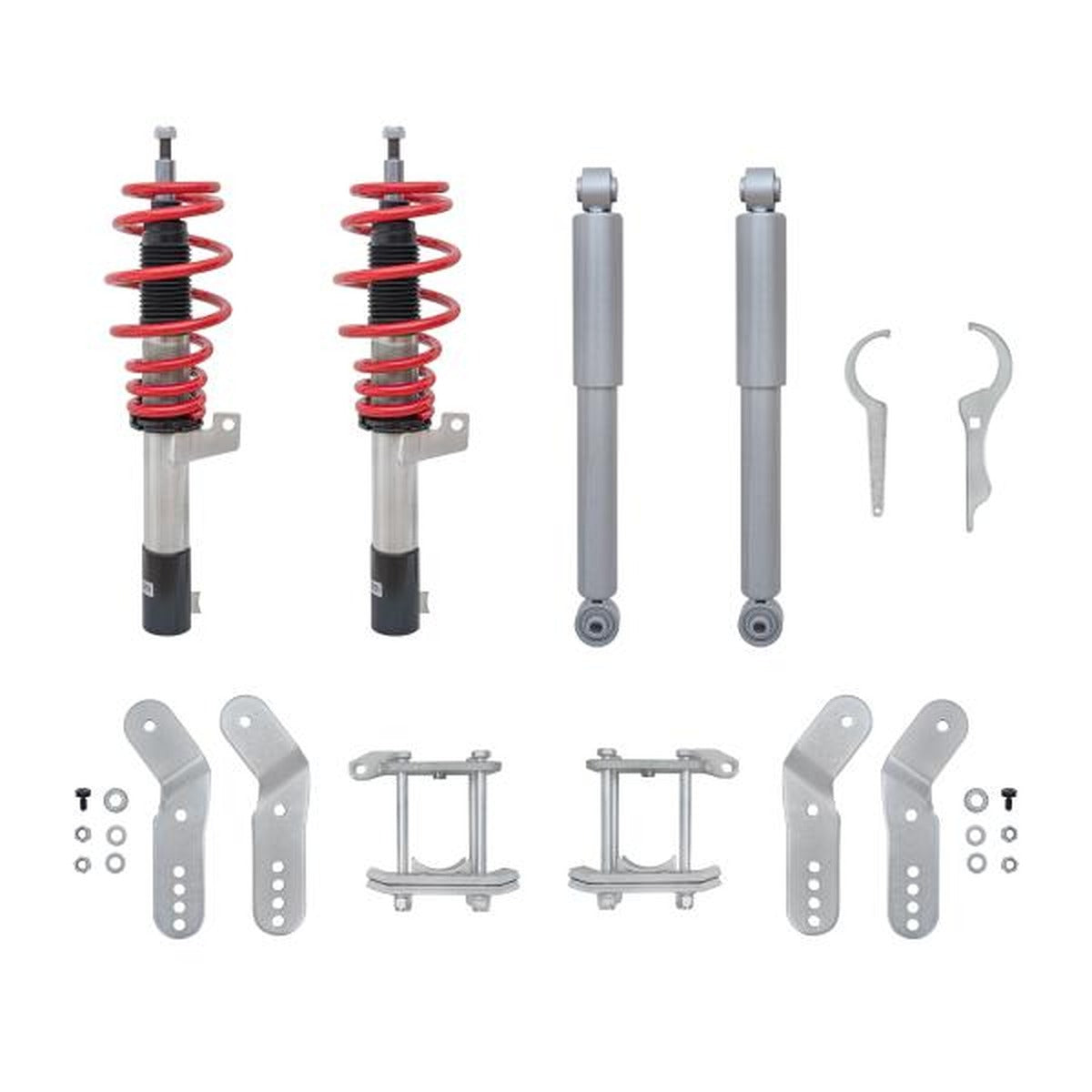 Kit de suspension filetée RedLine compatible avec VW Caddy 3 (2KA/2KB) 1.2, 1.6, 2.0, 2.0SDi, 1.6TDi, 1.9TDi à partir de l'année 2004, sauf pour les modèles avec DSG et transmission intégrale