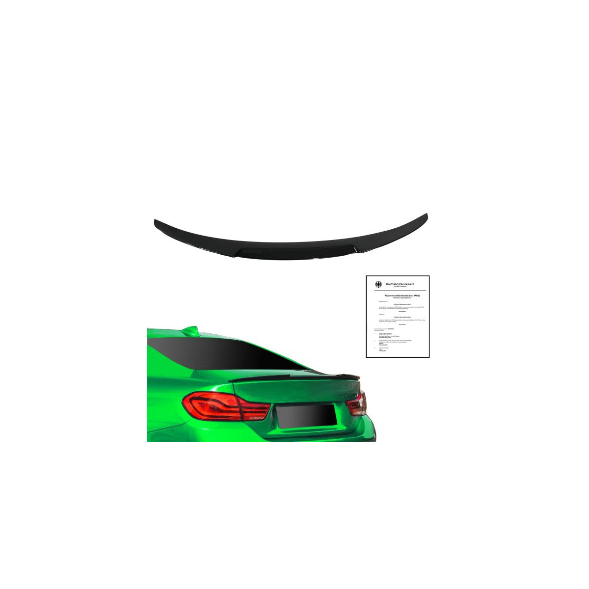 Becquet arrière pour BMW Série 4 F32 Coupé, noir brillant, avec homologation (ABE), compatible avec BMW Série 4 (F32) Coupé, 2013-2021