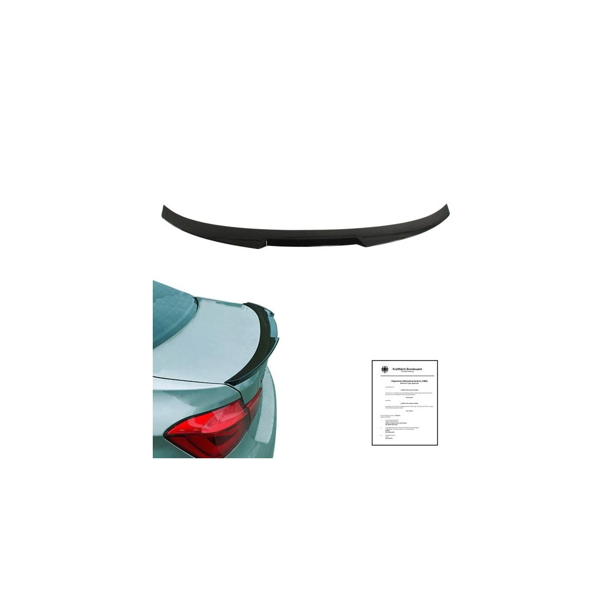 Becquet arrière noir brillant pour BMW Série 3 (F30) berline, 2011-2019, avec homologation ABE
