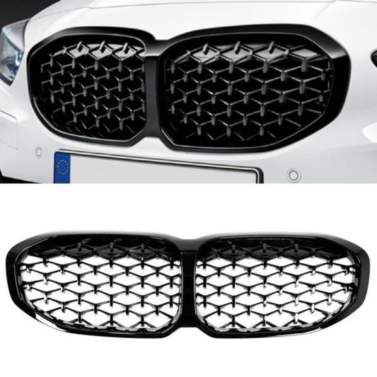 Calandre sport adaptée pour BMW Série 1 F40 à partir de 2019, design Diamond, noir brillant