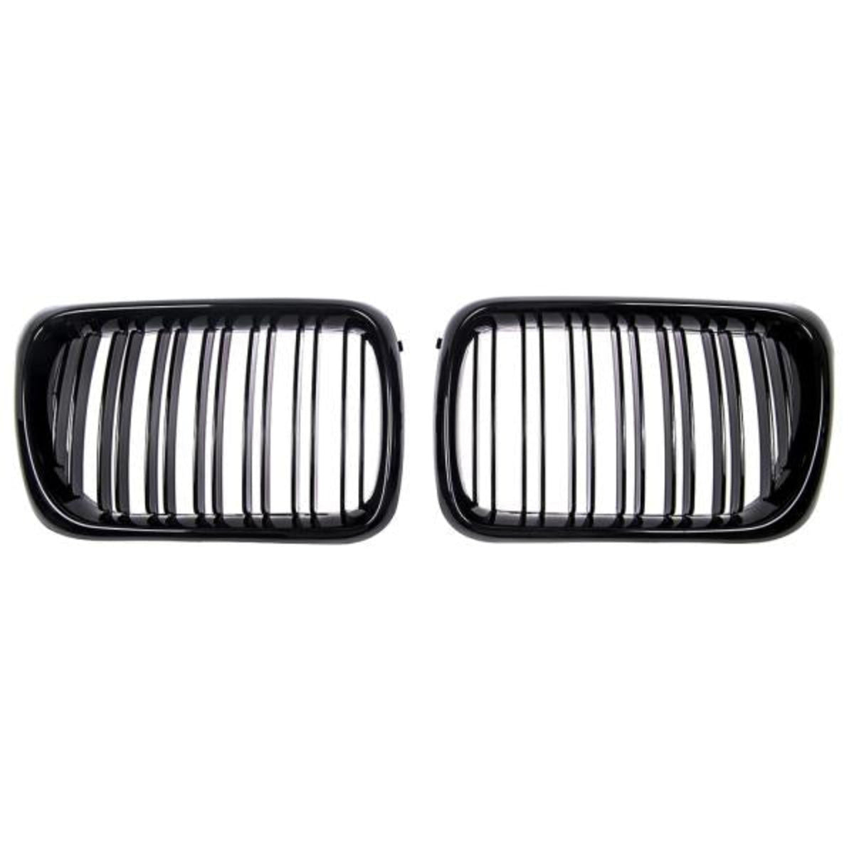 Calandre sport double barrette compatible avec BMW Série 3 E36 96-00 noir brillant