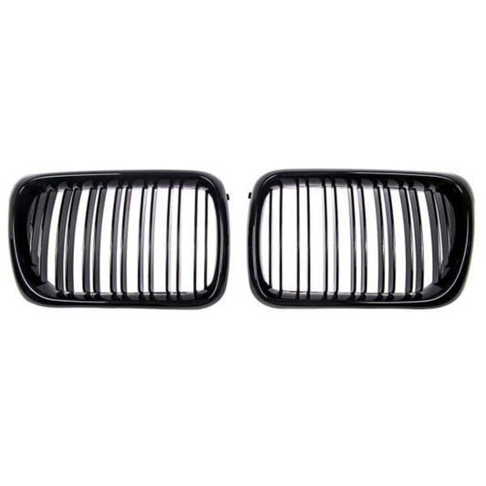 Calandre sport double barrette compatible avec BMW Série 3 E36 96-00 noir brillant
