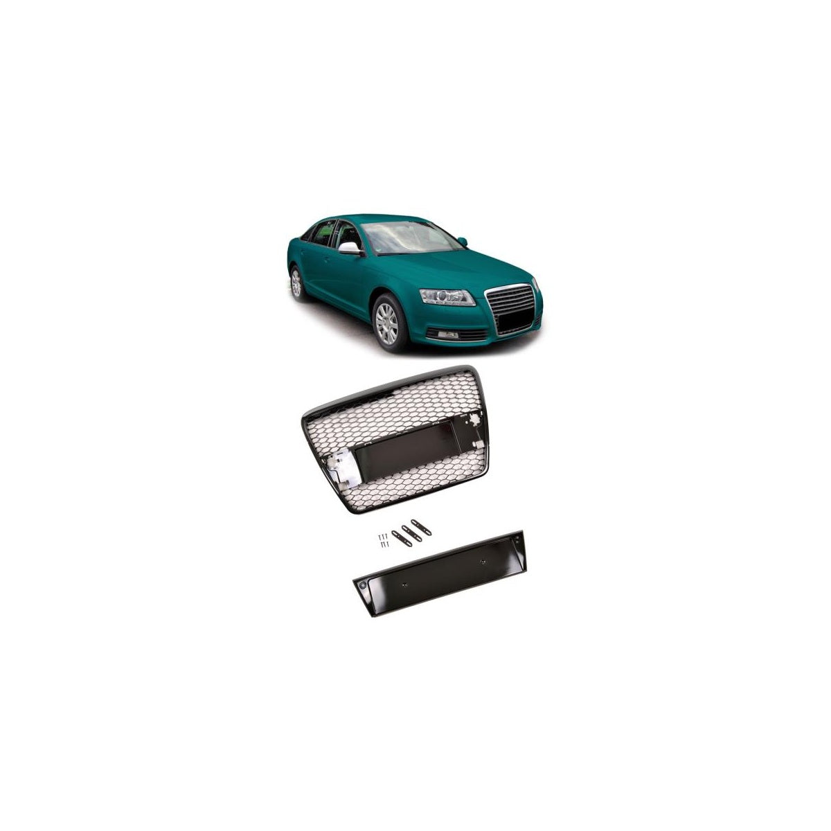 Calandre sport nid d'abeille pour Audi A6 4F 04-08 noir brillant