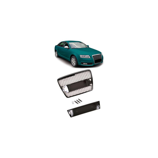 Calandre sport nid d'abeille pour Audi A6 4F 04-08 noir brillant