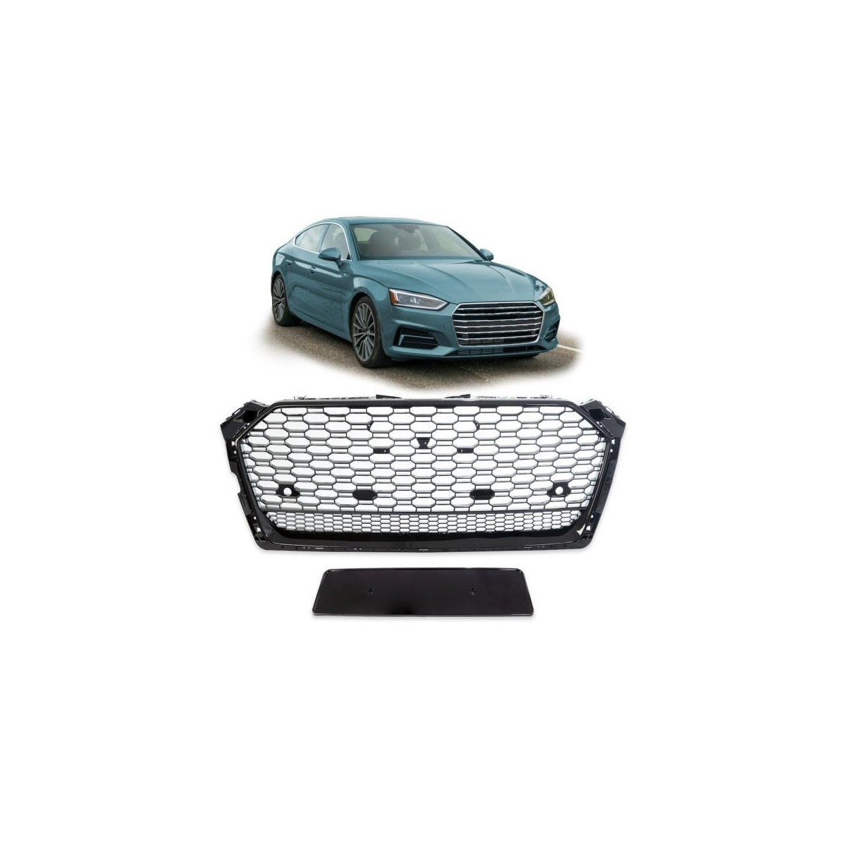 Calandre sport / Calandre adaptée pour Audi A5 (F5) Coupé Cabriolet Sportback à partir de 2016 noir brillant