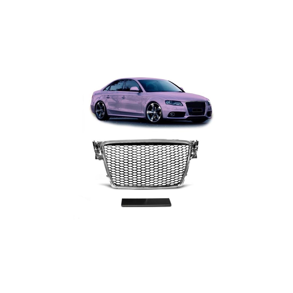 Calandre sport / Calandre adaptée pour Audi A4 B8 08-12 chrome/noir en nid d'abeille