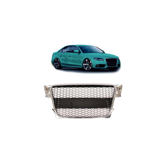 Sportgrill / Kühlergrill passend für Audi A4 B8 08-12 Chrom/Hochglanz-schwarz in Wabendesign