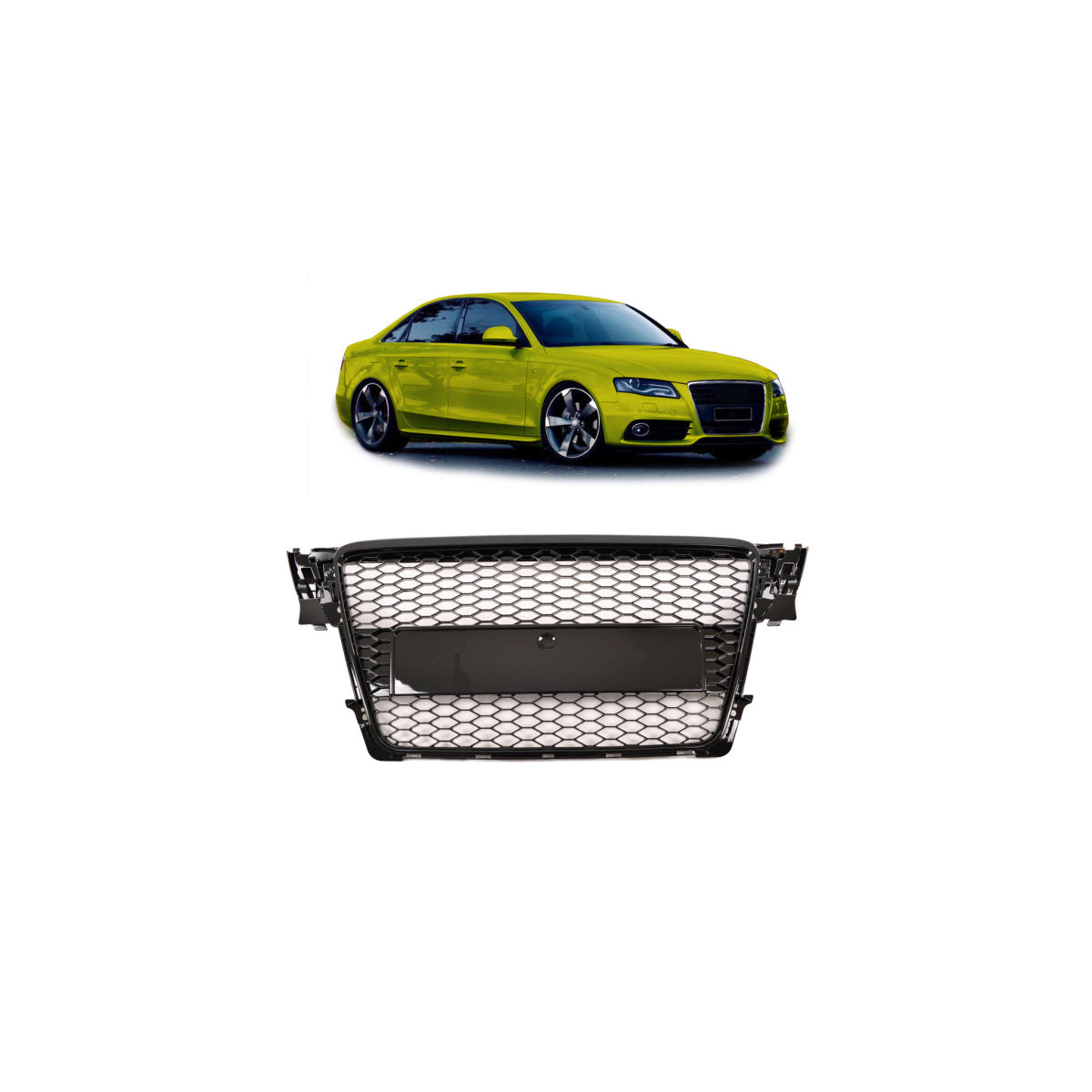 Calandre sport / Calandre compatible pour Audi A4 B8 08-12 noir brillant design nid d'abeille
