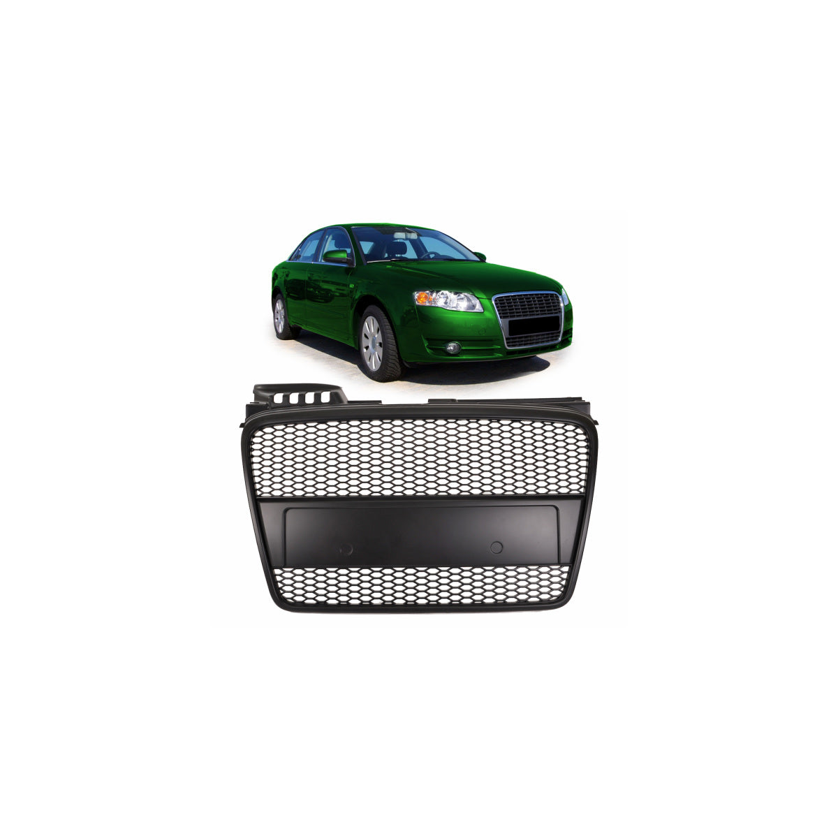 Calandre sport / calandre compatible avec Audi A4 B7 05-08 noir mat aspect nid d'abeille