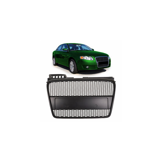 Calandre sport / calandre compatible avec Audi A4 B7 05-08 noir mat aspect nid d'abeille
