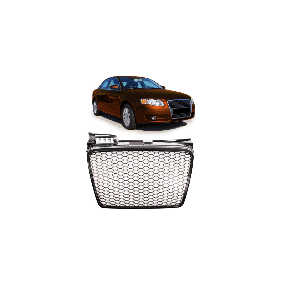 Calandre sport / Calandre adaptée pour Audi A4 B7 05-08 noir mat aspect nid d'abeille